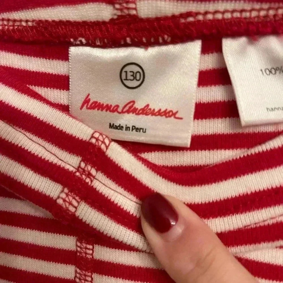 Hanna Andersson red and white leggings. Size 130 size 8, worn once, perfect - Picture 2 of 2